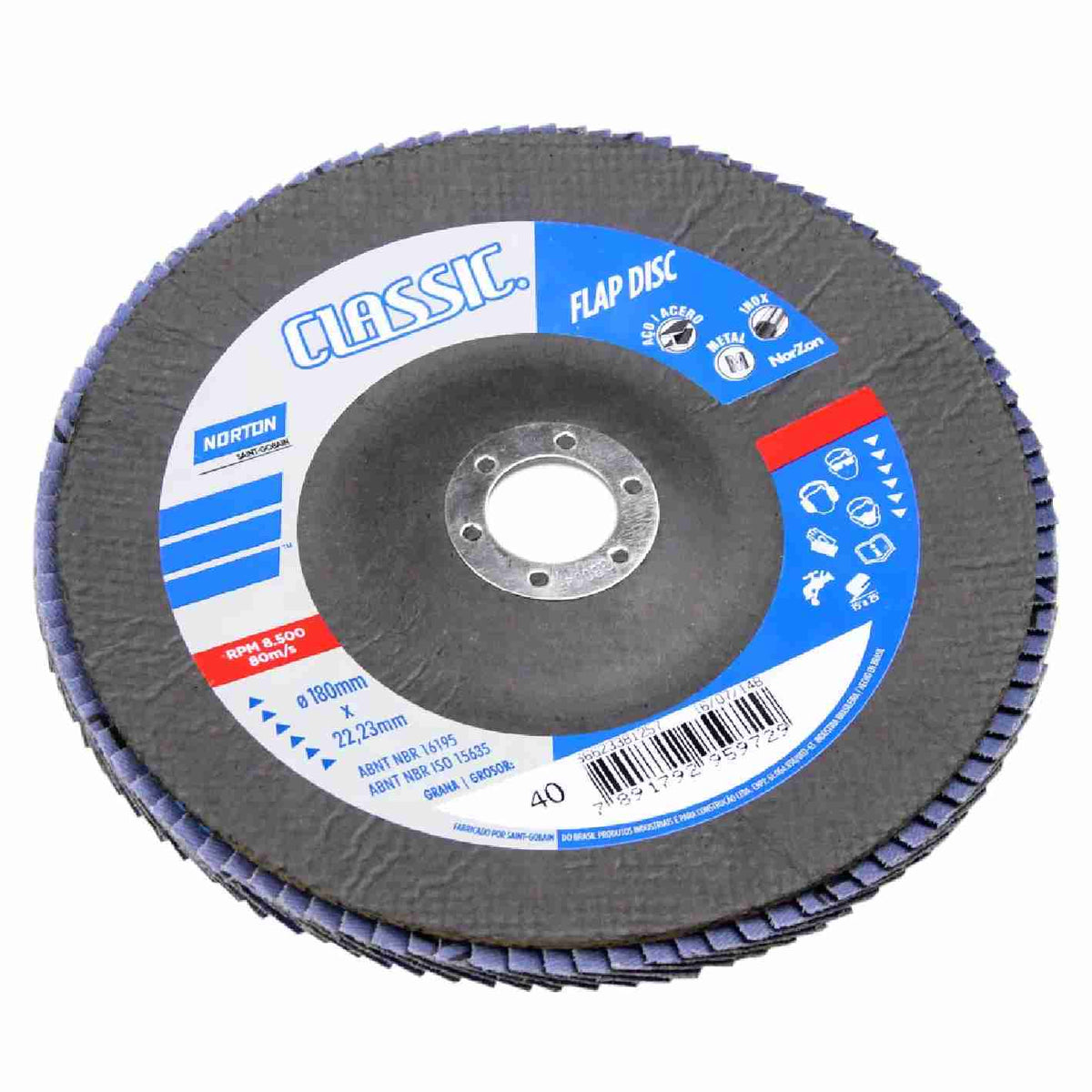DISCO TRASLAPADO PARA METAL 180X22MM 7" G80 NORTON 69957320333