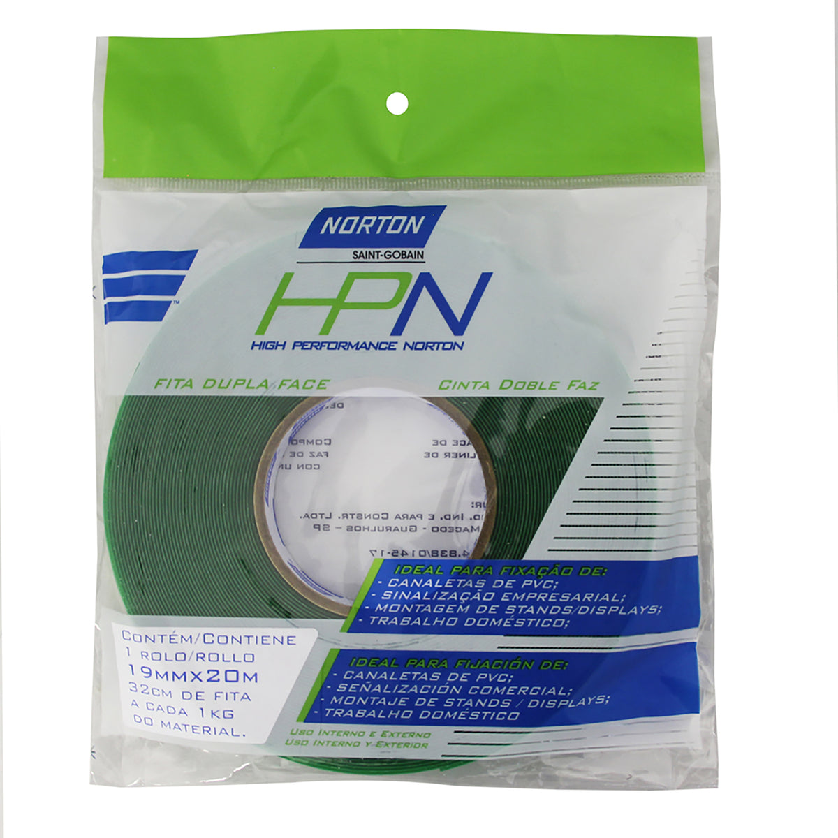 CINTA DOBLE CONTACTO HPN MULTIUSO 19MMX20M TRANSPARENTE NORTON 66261103795