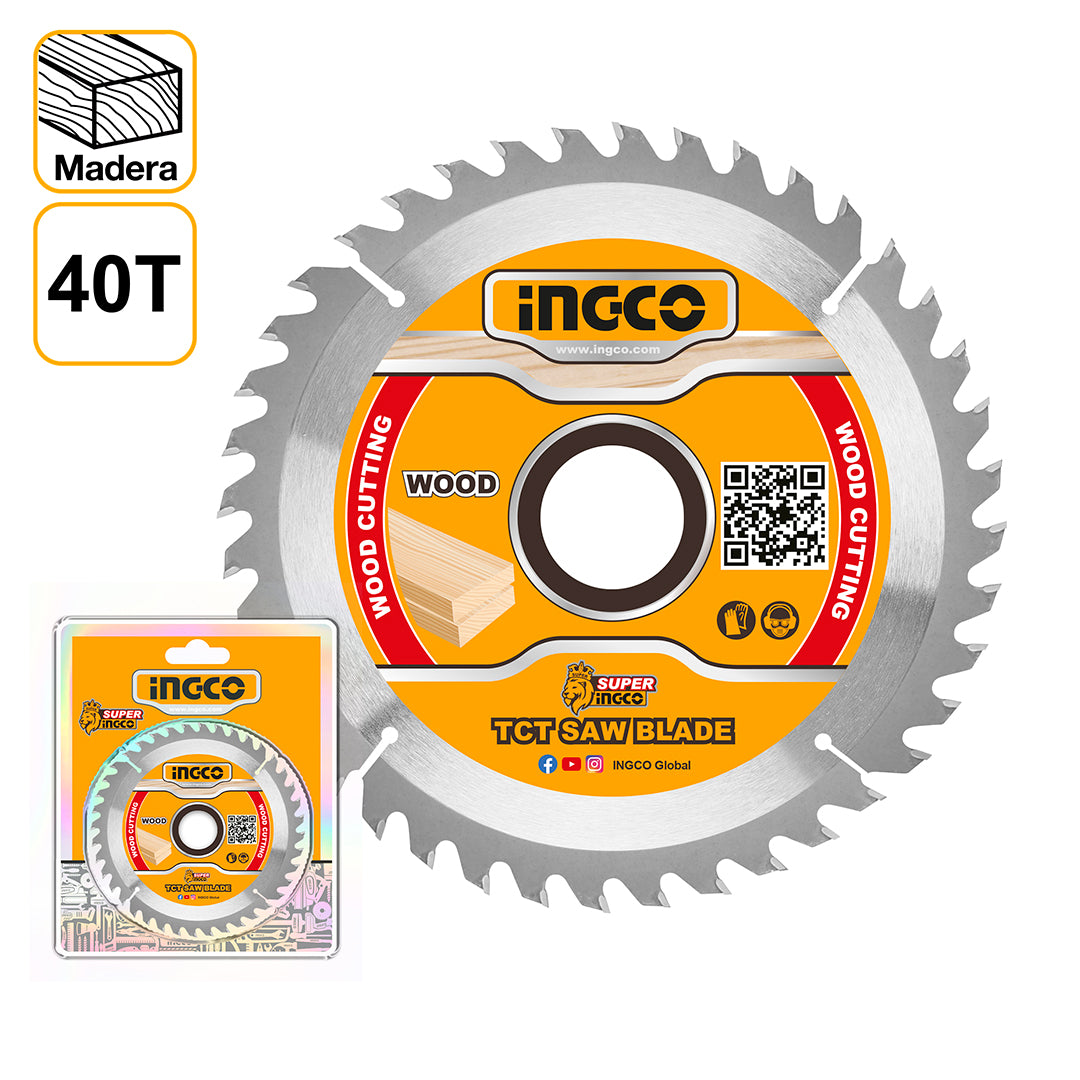 DISCO DE SIERRA CIRCULAR INDUSTRIAL MADERA 40T 185MM 7 1/4" INGCO TSB118515