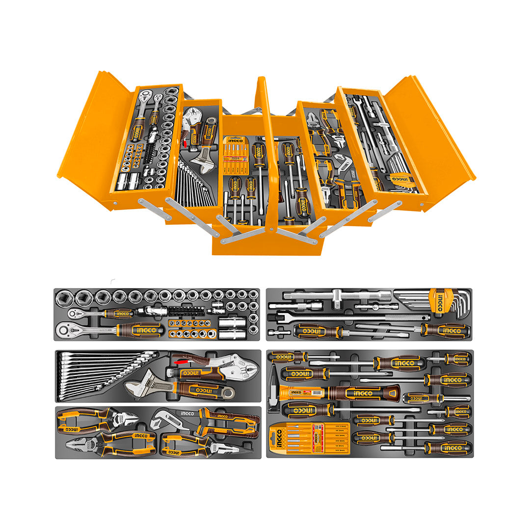 SET DE HERRAMIENTAS INDUSTRIAL CON CAJA METALICA 116 PIEZAS INGCO HTCS261168