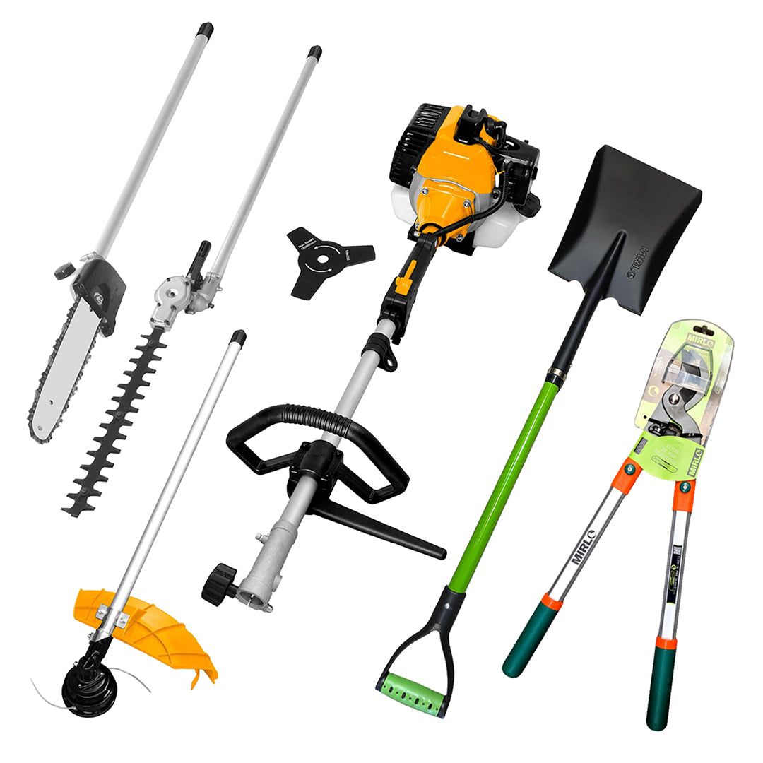 KIT MULTIFUNCIÓN 3 EN 1 A GASOLINA 52CC + PALA + TIJERA DE PODA INGCO/MIRLO